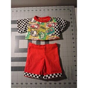 Vintage Cabbage Patch Kids Outfit Fish Shirt Red Checkered